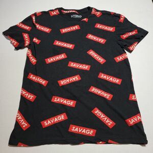Hybrid Apparel SS Graphic Tee "Savage" Black & Red - Size Medium